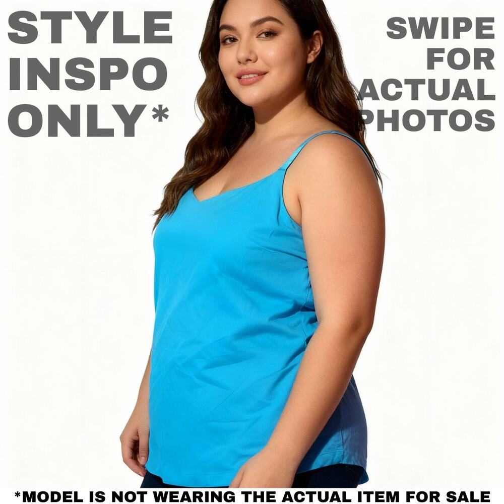 NWT i.e. women 2X Turquoise Blue Camisole/Tank Top [0053] - Picture 2 of 8